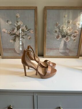 BCBGeneration Nude Tan Platform High Heel Sandals